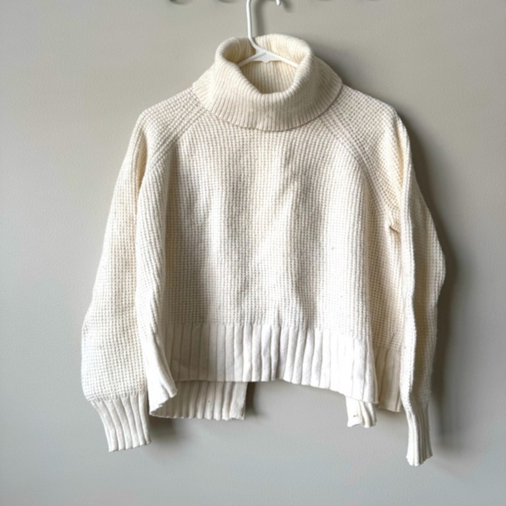 Madewell Split Back Wool Blend‎ Cropped Cream Sweater